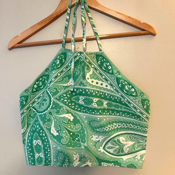 Linda Allard ELLEN TRACY Paisley Halter Top 3 Button Back - Size 6 - Picture 1 of 4